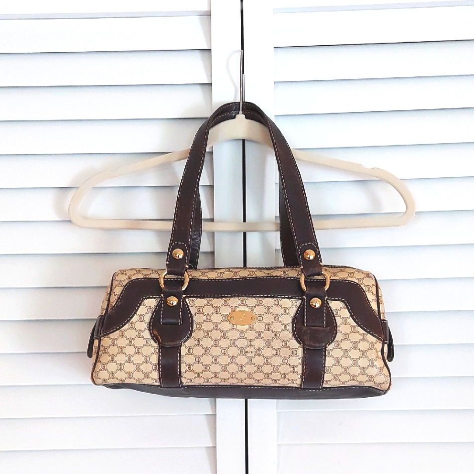 Celine Bag, Shoulder, Satchel, Monogram Print Genuine Leather Detail